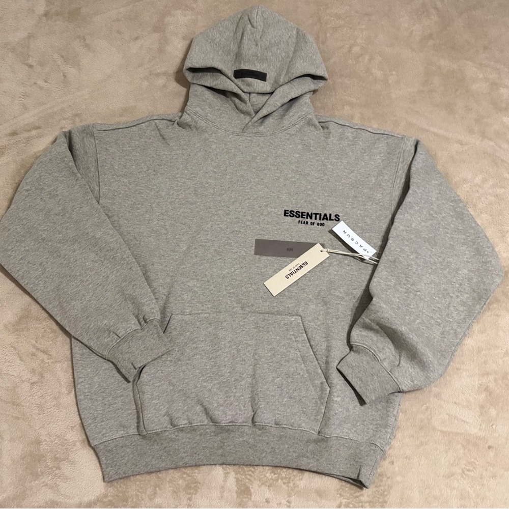 Essentials Gray Pullover Hoodie with Front Logo